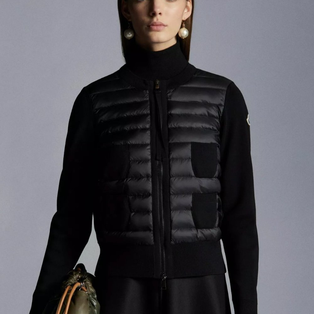 Moncler Womens Quilted Down & Knit Cardigan- s